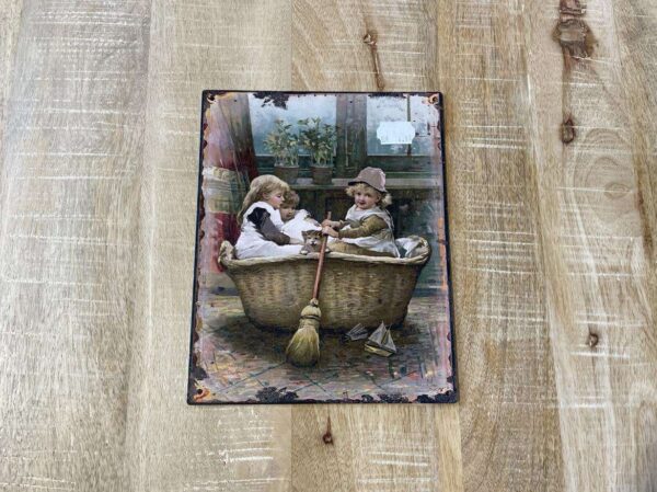 PLAQUE METAL 25X20CM ENFANTS BAIGNOIRE ANNEXE MEUBLE & DECO