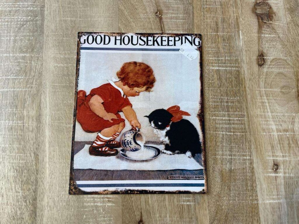 PLAQUE METAL 25X20CM ENFANT CHATON