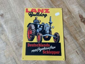 PLAQUE MÉTAL MM TRACTEUR LANZ BULLDOG ANNEXE MEUBLE & DECO