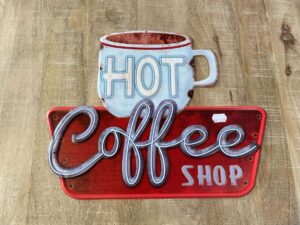 PLAQUE METAL HOT COFFEE GM ANNEXE MEUBLE & DECO