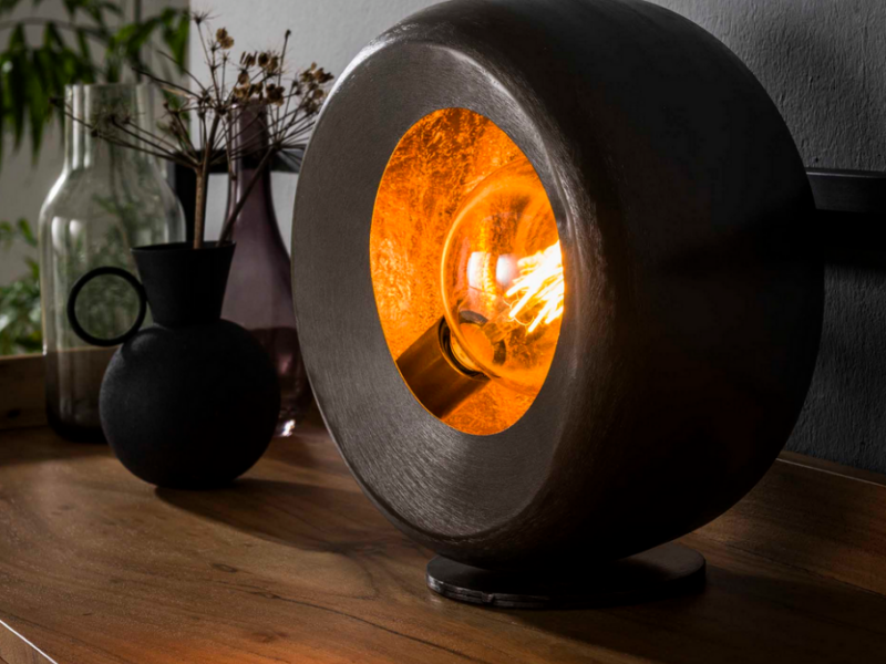 LAMPE À POSER CERCLE EN MÉTAL DIAM.30CM