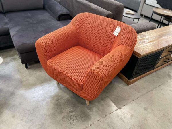 FAUTEUIL DENISE TISSU ALVÉOLÉ ORANGE (SONIC 54) – Image 2