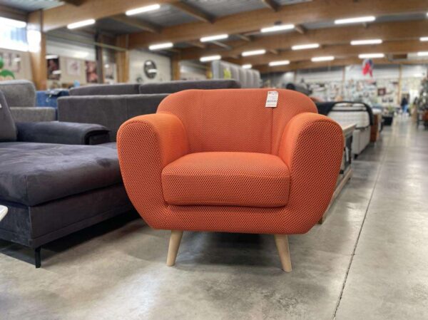 FAUTEUIL DENISE TISSU ALVÉOLÉ ORANGE (SONIC 54) – Image 3
