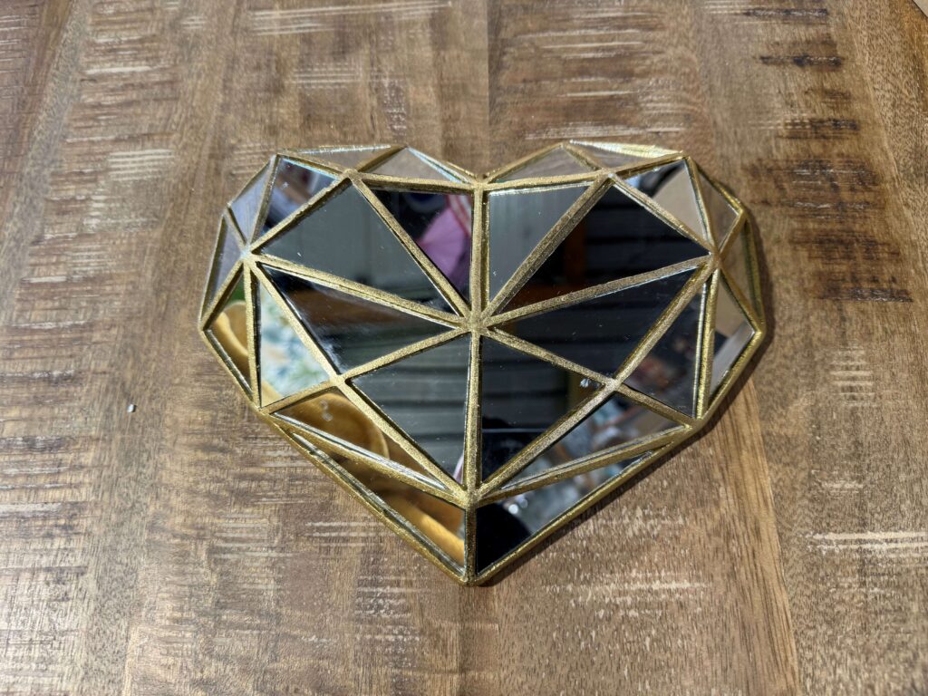 DÉCORATION MURALE COEUR DORÉ MIROIR