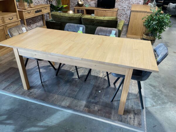 TABLE 160 + 1 ALLONGE FELICIA PIN MASSIF + PANNEAU DE FIBRE – DESTOCK ANNEXE MEUBLE & DECO