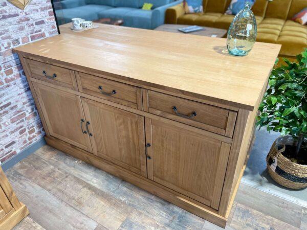 BUFFET 3PTES+3TIRS FELICIA PIN MASSIF + PANNEAU DE FIBRE – DESTOCK ANNEXE MEUBLE & DECO