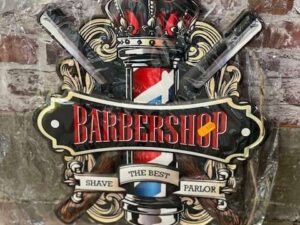 PLAQUE METAL BARBERSHOP SHAVE THE BEST PARLOR ANNEXE MEUBLE & DECO