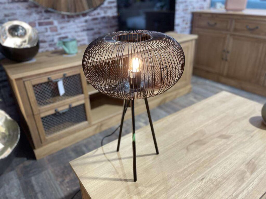 LAMPE À POSER METAL NOIR STYLE BOULE H.55CM - DESTOCKAGE