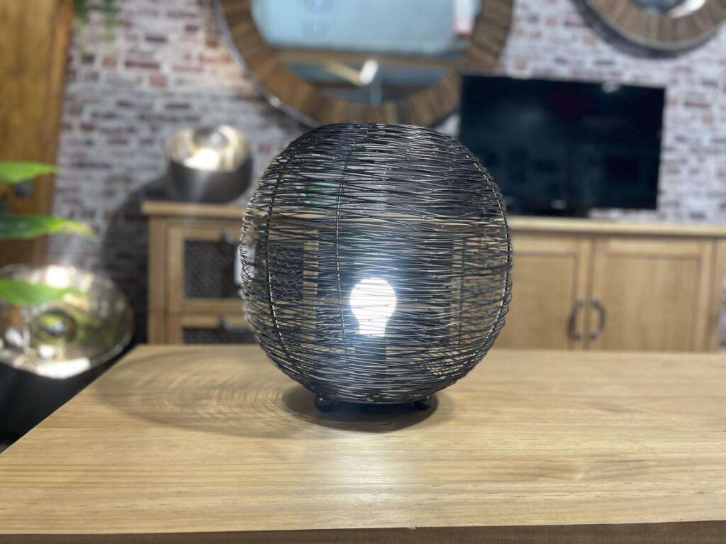 LAMPE À POSER L BOULE METAL NOIR DIAM.35CM - DESTOCKAGE