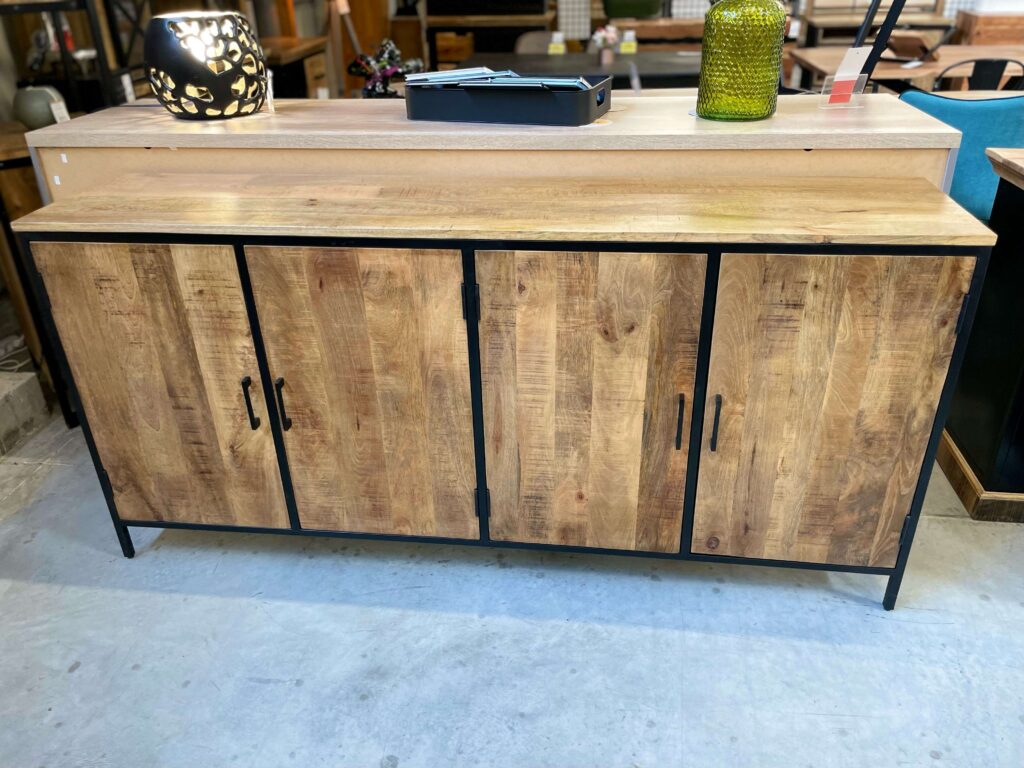 ENFILADE 4 PORTES MANGUIER MASSIF ET MÉTAL - L.190CM