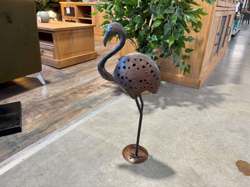 FLAMAND ROSE EN METAL EXTERIEUR OU INTERIEUR H.59CM