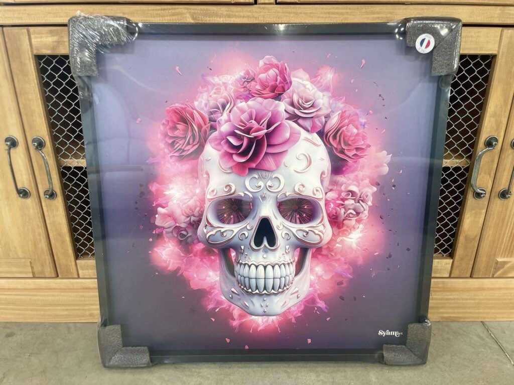 TABLEAU TETE DE MORT FLEURS 60X60CM - BRADFORD