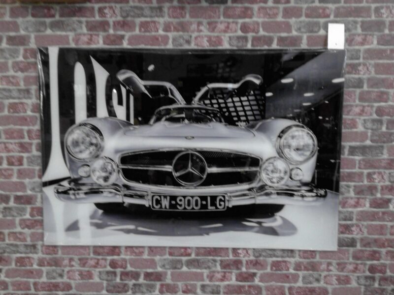 TABLEAU EN VERRE VOITURE ANCIENNE NetB 80X120CM