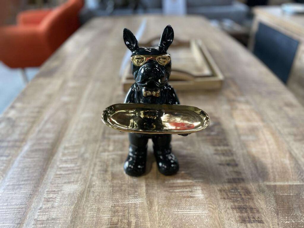 DÉCORATION BOULEDOGUE VIDE POCHE CÉRAMIQUE H.31CM NOIR