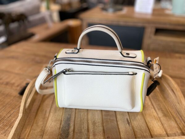 SAC A MAIN BLANC DETAILS VERT ET GRIS – Image 2