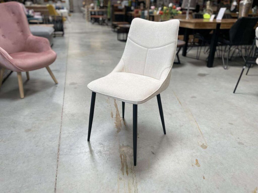 CHAISE JANE TISSU COLORIS BEIGE - PIEDS MÉTAL NOIR