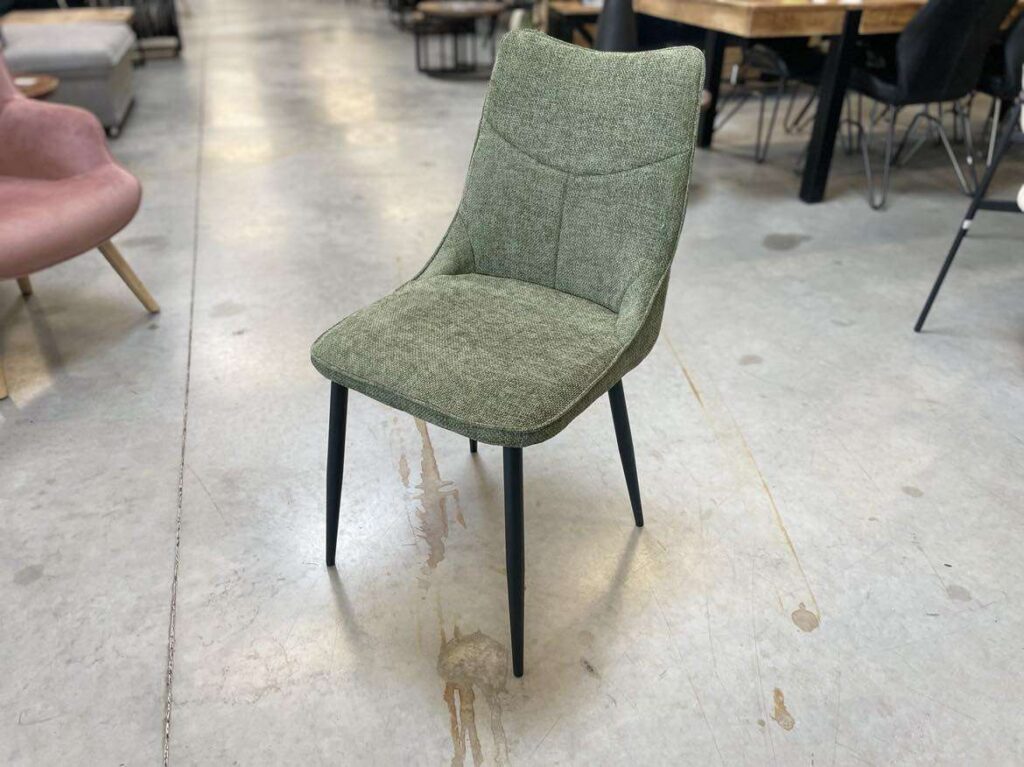 CHAISE JANE TISSU COLORIS VERT- PIEDS MÉTAL NOIR