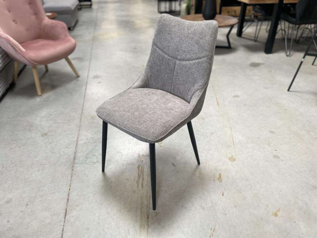 CHAISE JANE TISSU COLORIS GRIS - PIEDS MÉTAL NOIR