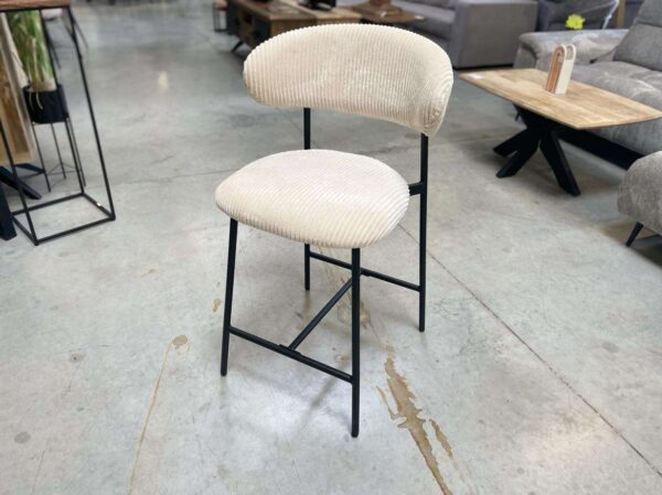 TABOURET DE BAR DRACO – H. ASSISE 65CM – VELOURS CÔTELÉ BEIGE ANNEXE MEUBLE & DECO