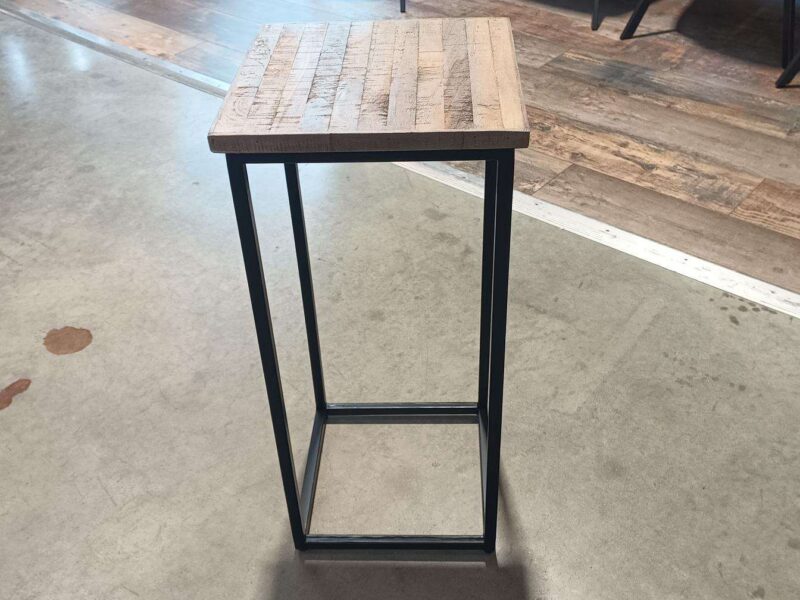 PORTE PLANTE MM TECK GRIS + MÉTAL NOIR