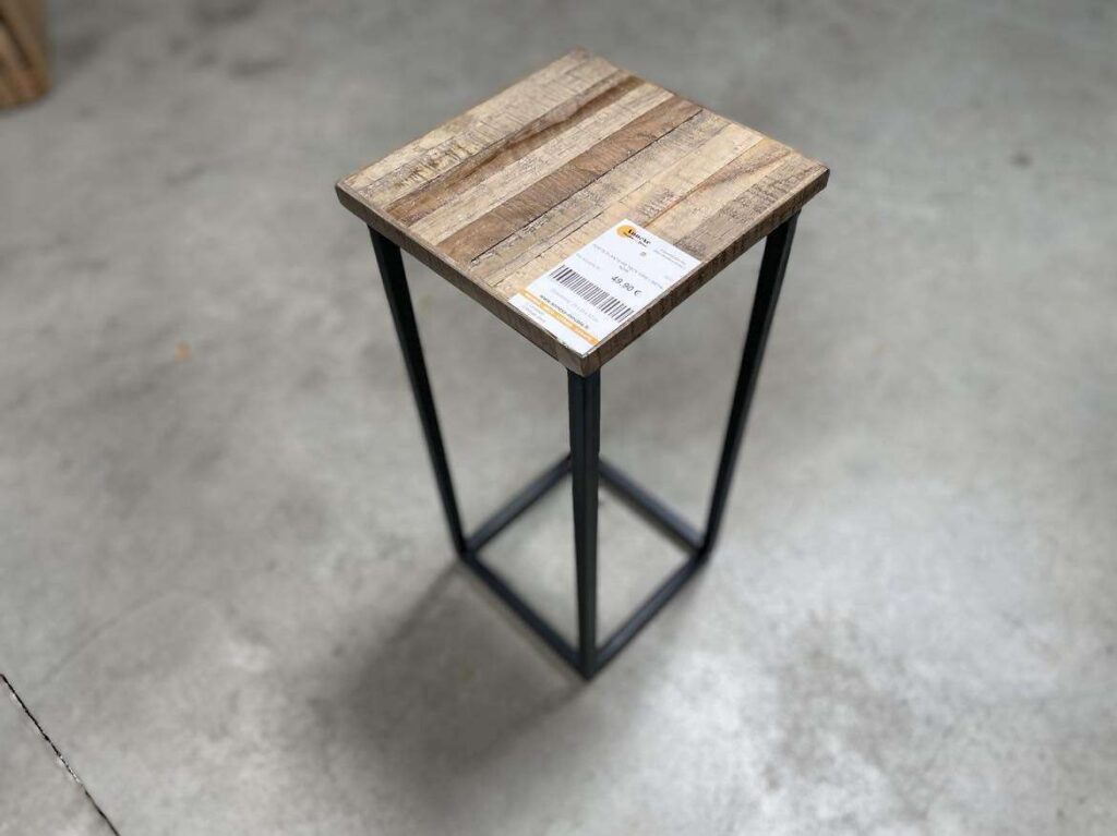 PORTE PLANTE PM TECK GRIS + MÉTAL NOIR