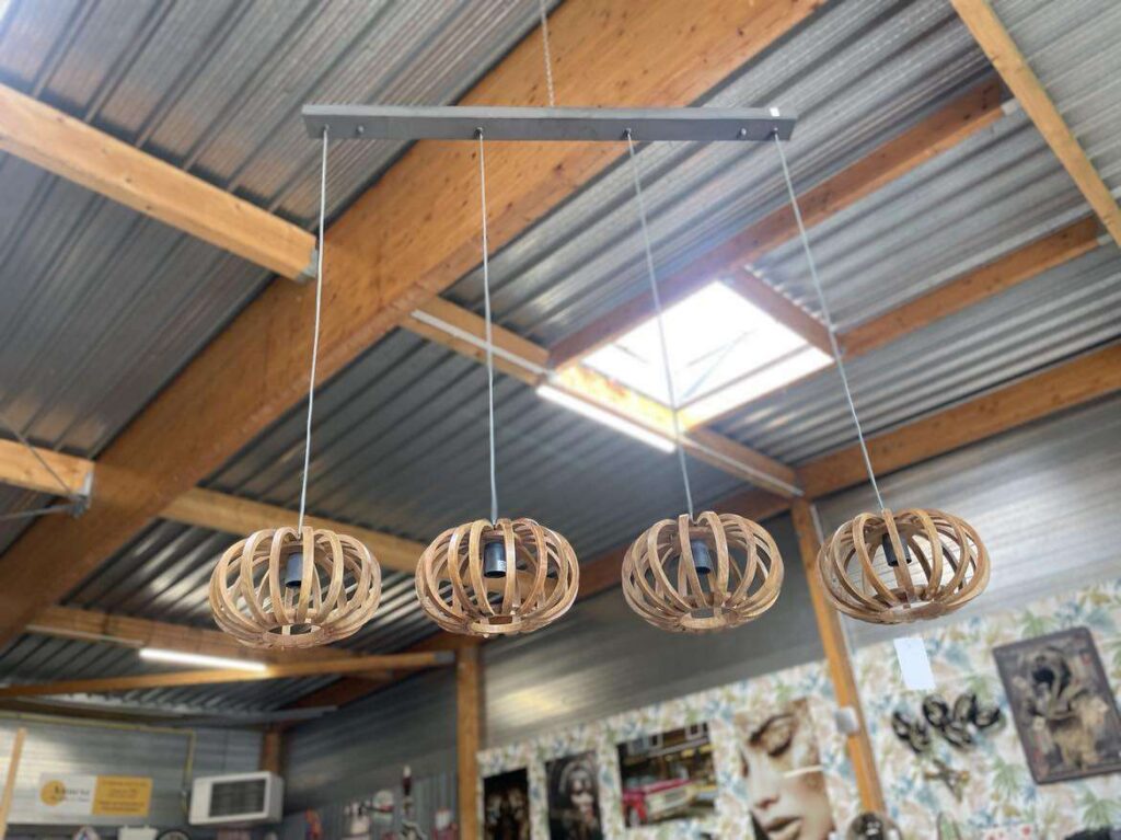 SUSPENSION 4 FEUX LAMES MANGUIER MASSIF - DESTOCKAGE