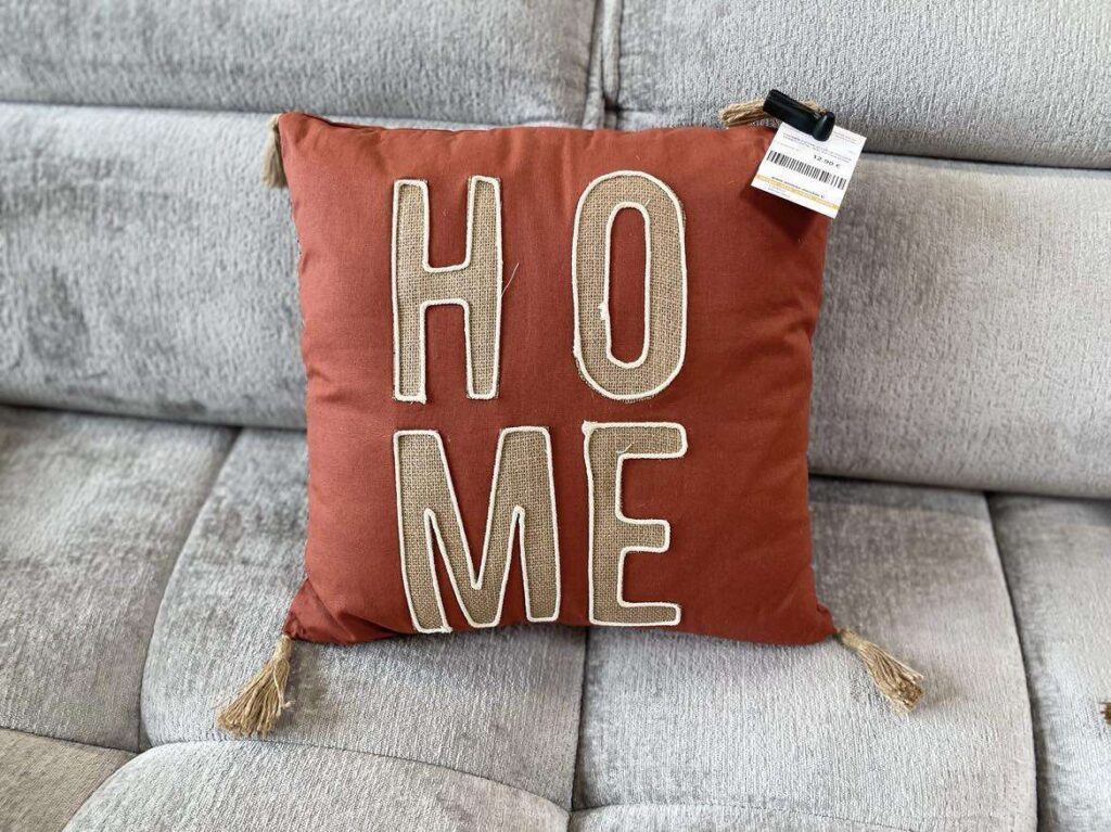 COUSSIN COTON 45X45CM COLORIS TERRACOTTA - INSCRIPTION HOME