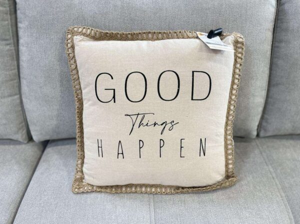 COUSSIN 45X45CM BEIGE INSCRIPTION GOOD ANNEXE MEUBLE & DECO