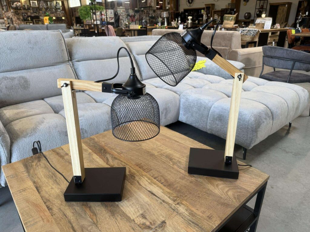 LAMPE MÉTAL ET BOIS H.50CM - DESTOCKAGE