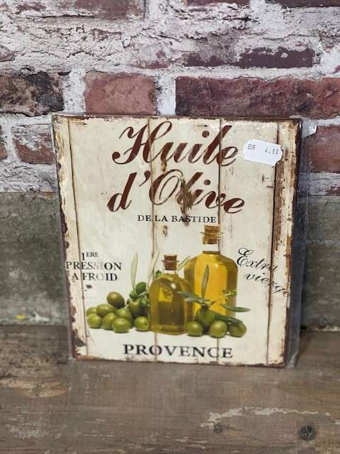 PLAQUE METAL 20X25CM HUILE D'OLIVE