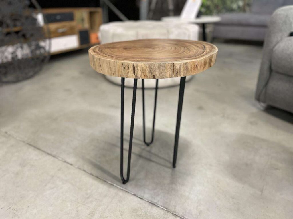 TABLE BASSE D'APPOINT RONDIN - PIEDS MÉTAL NOIR DIAM.40CM