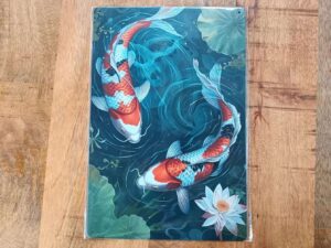 PLAQUE MÉTAL 20X30CM CARPES KOI ANNEXE MEUBLE & DECO