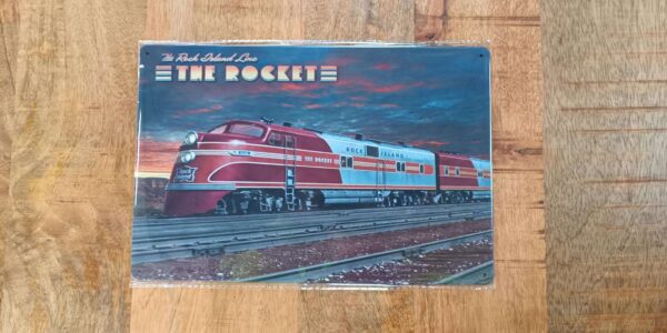 PLAQUE MÉTAL 20X30CM TRAIN THE ROCKET ANNEXE MEUBLE & DECO