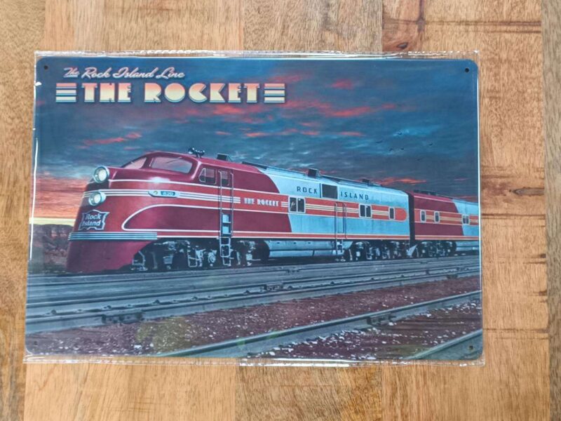 PLAQUE MÉTAL 20X30CM TRAIN THE ROCKET