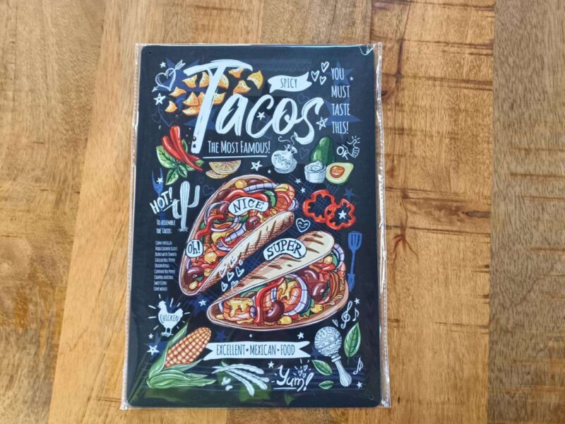 PLAQUE MÉTAL 20X30CM TACOS