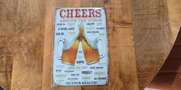 PLAQUE MÉTAL 20X30CM CHEERS BIERES ANNEXE MEUBLE & DECO