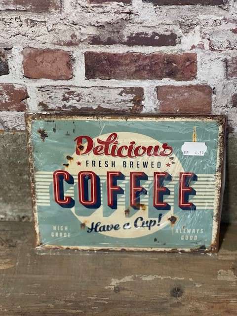 PLAQUE METAL 20X25CM DELICIOUS COFFEE