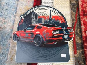 PLAQUE METAL VOITURE DE SPORT ROUGE ANNEXE MEUBLE & DECO