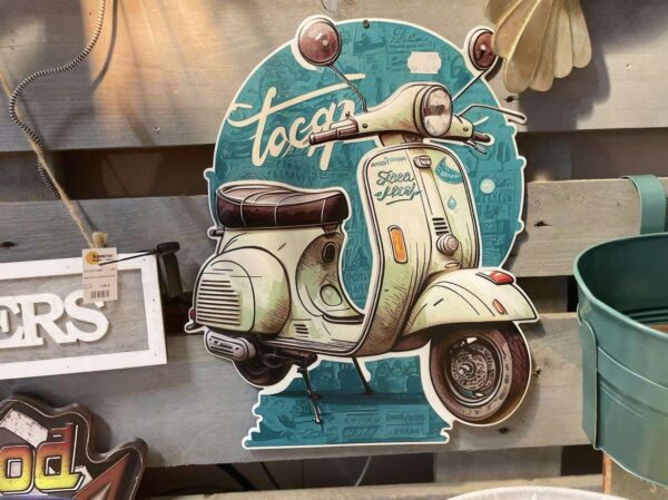 PLAQUE METAL VESPA COLORIS VERT ANNEXE MEUBLE & DECO