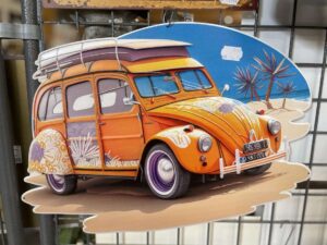 PLAQUE METAL 2CV SUR PLAGE ANNEXE MEUBLE & DECO