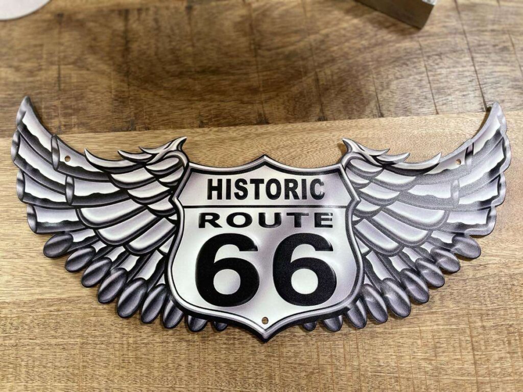 PLAQUE METAL HISTORIC ROUTE 66 AILES