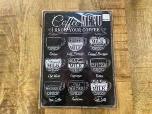 PLAQUE METAL COFFEE MENU 30X40CM ANNEXE MEUBLE & DECO