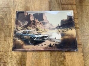 PLAQUE METAL MUSTANG PAYSAGE 30X40CM ANNEXE MEUBLE & DECO