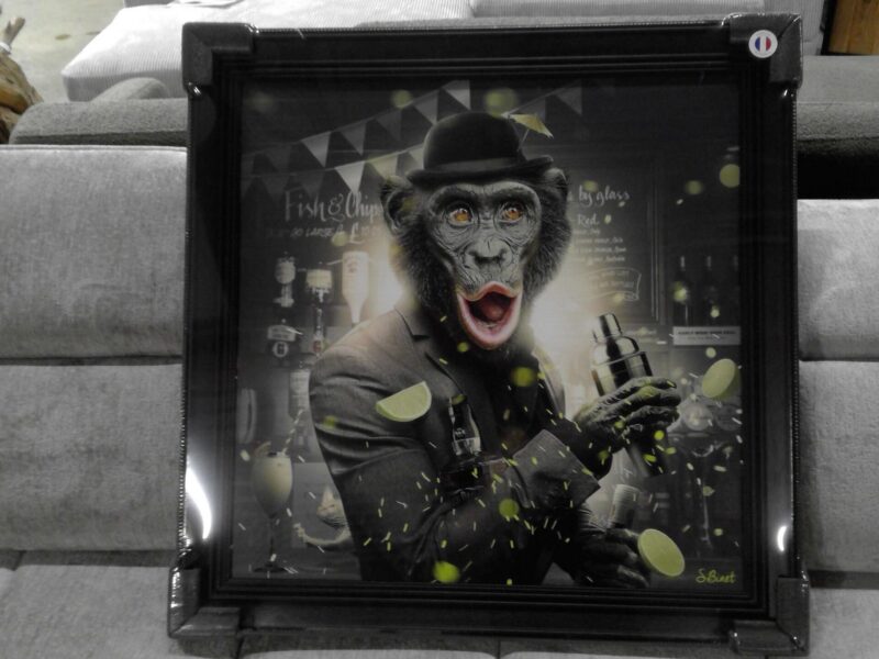 TABLEAU BINET SINGE BAR 68X68CM