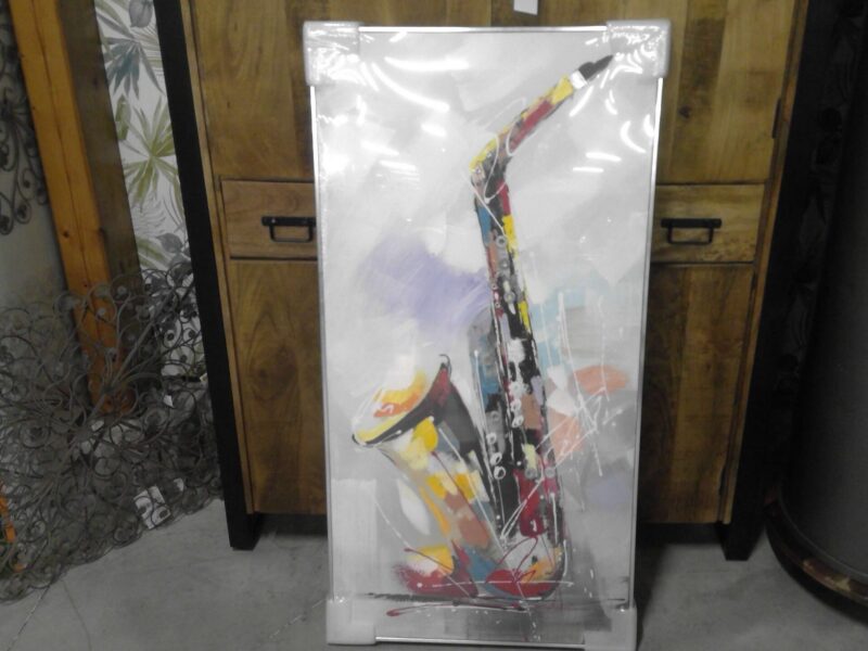 TABLEAU TOILE SAXOPHONE MULTICOLORE 60X120CM