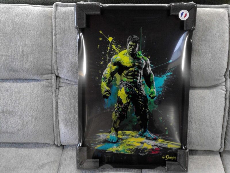 TABLEAU HULK SPLASH MULTICOLORE CADRE NOIR 40X60CM