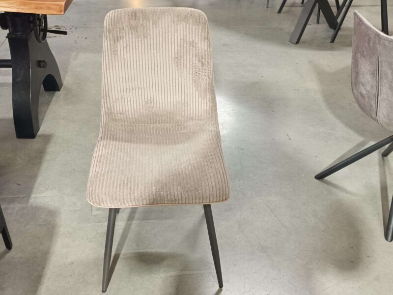 CHAISE BIMATIERE VELOURS + CÔTELÉ COLORIS SABLE -  - PIEDS MÉTAL GRIS