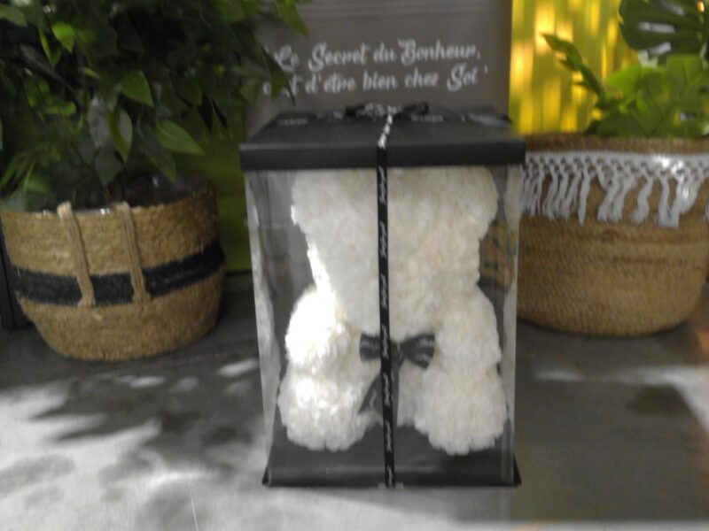 OURSON FLEURS BLANCHES 40CM (FLK008B)