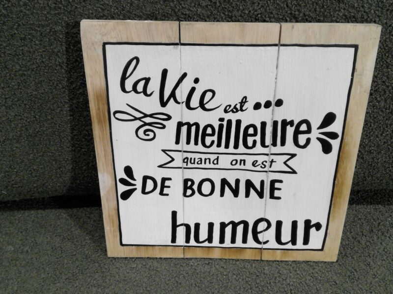PANNEAU BOIS 30X30CM - LA VIE EST MEILLEURE