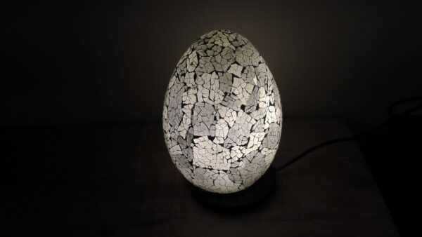 LAMPE OEUF MM 20CM - MOSAIQUE COLORIS BLANC ET GRIS